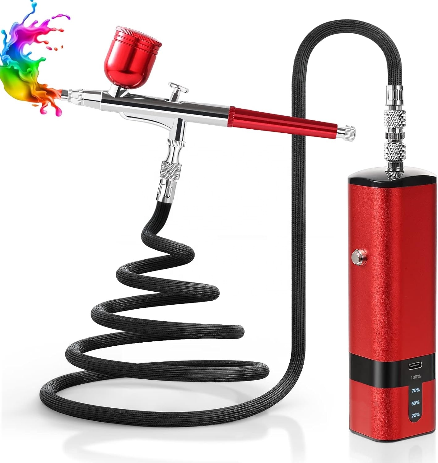 Airbrush Kit With Mini Compressor - Airbrushset met compressor, 32PSI handzame mini-airbrushset,
