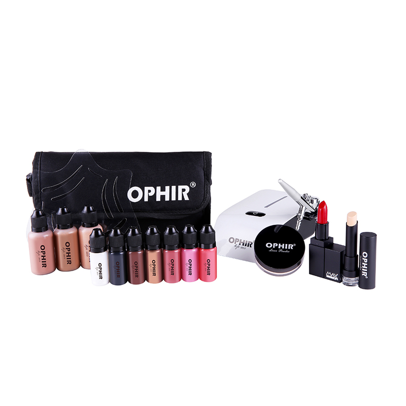Airbrush Kit With Mini Compressor - OPHIR Pro Make Set 0.3mm Airbrush
