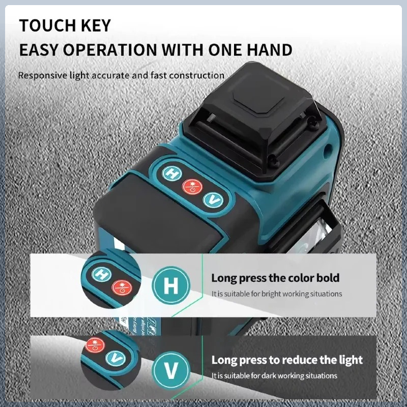 Laser Level 16 Lines 4D Green - Originele Makita Safe Multi-protection 18V batterij,
