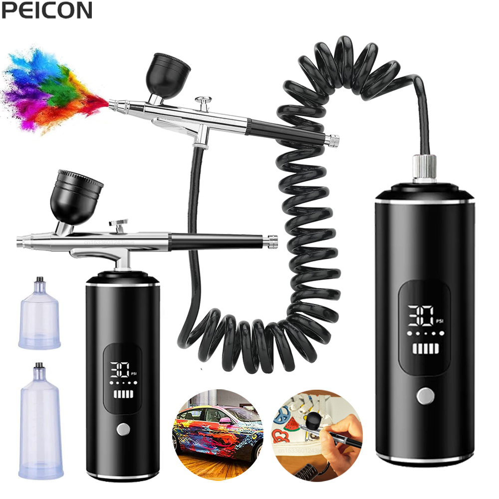 Airbrush met compressor Draagb - Airbrush Kit With Mini Compressor recensie en prijs