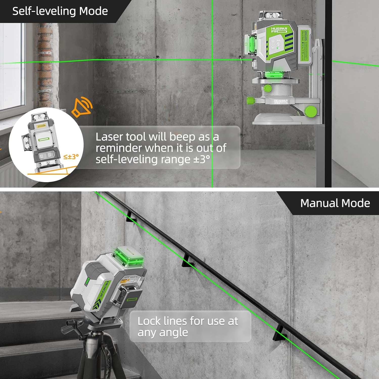 Huepar 4D kruislijnlaser Hoge  - Laser Level 16 Lines 4D Green recensie en prijs